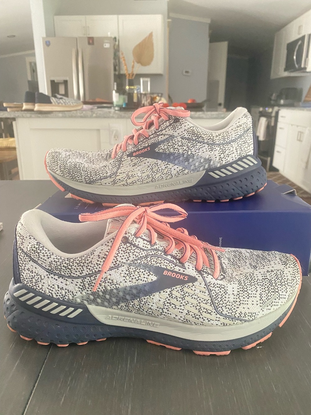 Brooks Women's Running Shoes in White, Coral & Navy